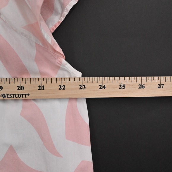 WOOLWORTHS Dress Size M Pink Geometric Print Cotton V Neck Flutter Sleeve Shift - Picture 12 of 12